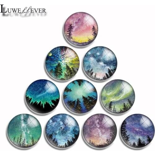 12mm 10mm 16mm 20mm 25mm 30mm 556 Camping Tree Mix Round Glass Cabochon Jewelry Finding 18mm Snap Button Charm Bracelet