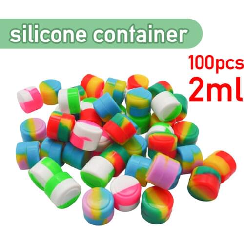 100pcs 2ML Nonstick Silicone Container Non-stick Oil Wax Jar Dab Storage Box Silicone Jar Travel Face Cream Liquid Containers