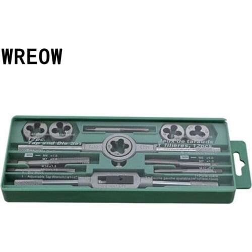 12pcs Tap Dies Metric Set Alloy Steel Hand Screw Thread Plugs Taps Wire Tapping Threading M6 M7 M8 M10 M12 Tool set With Wrench
