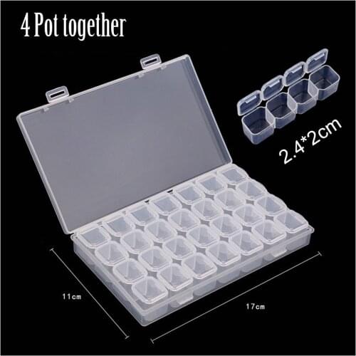 28 Slots Clear Plastic Empty Nail Art Decoration Storage Case Box Nail Glitter Rhinestone Beads Accessories Container Nail Tools