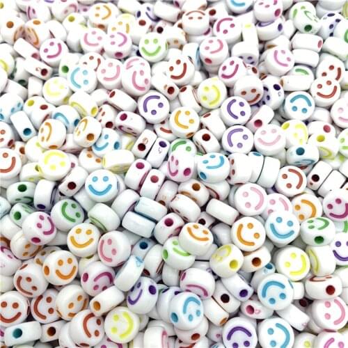 7/10mmm Round Shape Acrylic Spaced Beads Smile Face Beads For Jewelry Making DIY Charms Bracelet Necklac#03