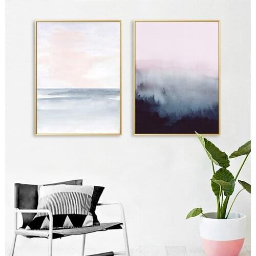 Watercolor Forest Abstract Canvas Poster Nordic Landscape Wall Art Print Painting Decoration Picture Scandinavian Home Decor