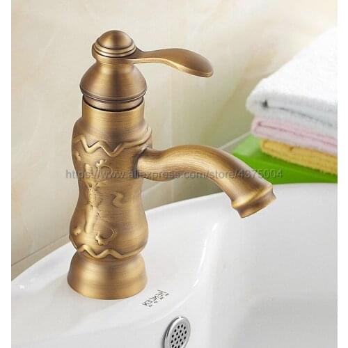 Antique brass Bathroom Faucet finish Basin Sink Faucet Single Handle water taps Nan052