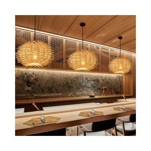 Bamboo Woven Birds Nest Chandelier Restaurant Cafe Bar Counter Southeast Asian Style Lamp