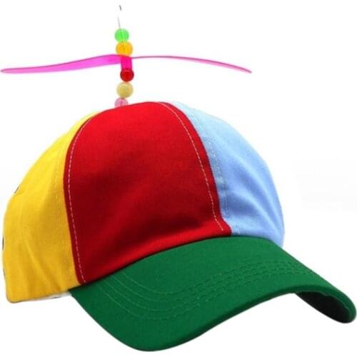 Outdoor Unisex Baseball Cap Helicopter Rainbow Sunbonnet Sun Hat with Propeller
