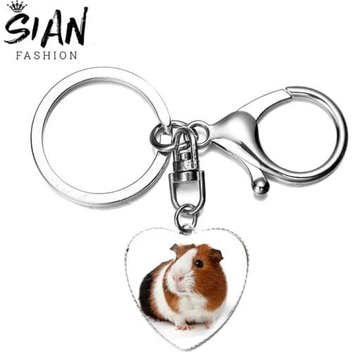 SIAN New Guinea Pig Keychains Man Women Cute Mouse Animale Metal Key Chain Ring Gifts For Children Student Teens Keyring Jewelry
