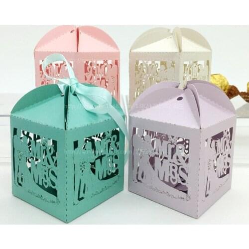 Fast shipping Favors Boxes Gifts Candy Boxes Favor Holders With Ribbon Wedding Party Favor Decor