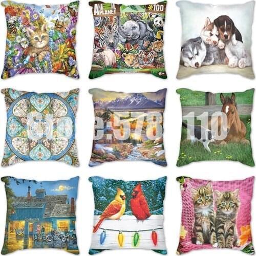 Cat elephant flowers cardinal winter Pillowcases Square Cushion Cover Home Polyester Car Sofa Decorative Throw Pillow Case