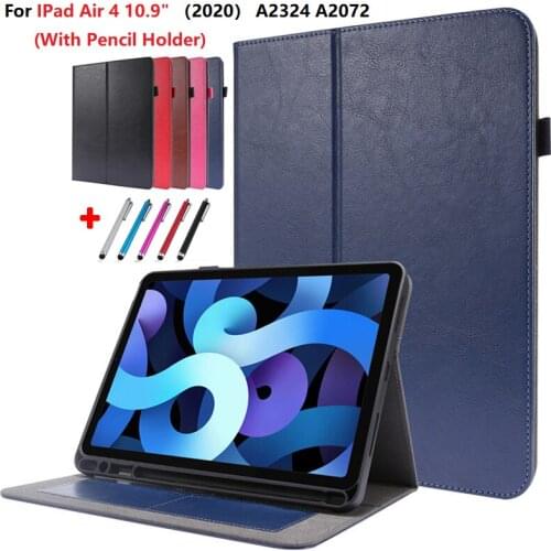 For iPad Air 4 Case With Pencil Holder 10.9'' Flip Folding Wallet Cover Funda for iPad Air4 Air 2020 4th Generation Tablet Coque