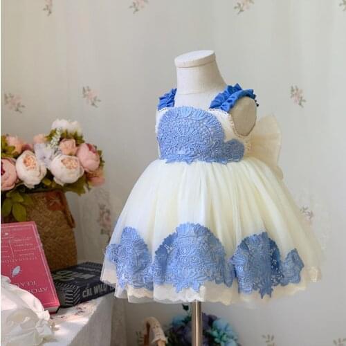 Baby Clothing Spanish Vintage Lolita Ball Gown Sleeveless Lace Bow Cute Birthday Party Easter Eid Princess Dresses For Girl A104