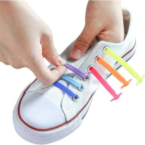 16Pcs/set Elastic Shoelaces Silicone Shoe laces No Tie High Quality Rubber Shoe lace Outdoor Sneakers Quick Lazy laces 8 Colors