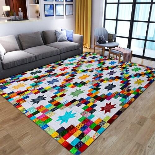 Flannel Geometric Printing Carpets for Living Room Bedroom Washable Large Area Rugs Modern Home Soft Carpet for Parlor Floor Mat