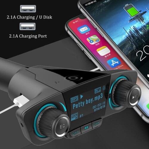 FM Transmitter Aux Modulator Bluetooth 5.0 Handsfree Car Kit Car Audio MP3 Player w/ Smart Charge Dual USB Car Charger