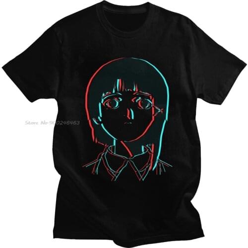 3D Serial Experiments Lain Tshirt Men Cotton Sci Fi Internet Anime Manga Tee Shirt Short-Sleeve Casual Animation T-shirt Clothes