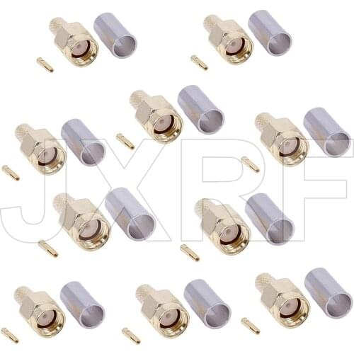JX Wholesale 10pcs RP-SMA male jack center crimp for RG58 LMR195 RG142 RG400 fast ship