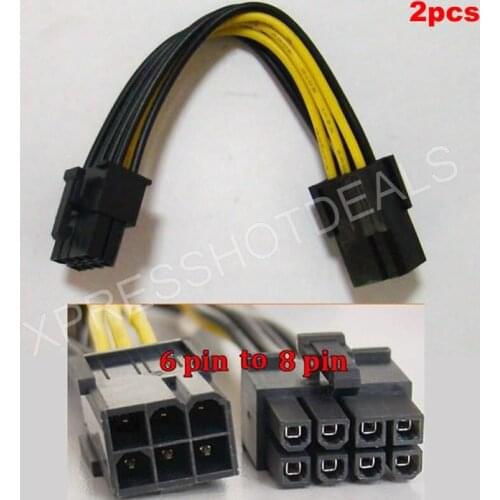 2pcs 6 pin to 8 pin PCI Express Power Converter Cable for GPU Video Card PCI-E