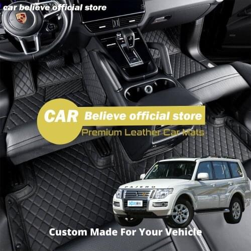 High quality Leather Car Floor mats for Mitsubishi Pajero V93 2010 2011 2012 2013 2014 2015 2016 Carpets Rugs Pads Accessories