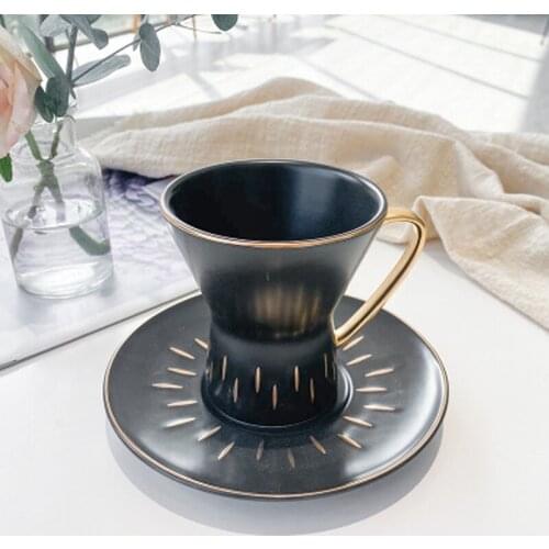 Mug European Bronzing Ceramic Mug Coffee Cup Creative Ceramic Coffee Cup Fine Round Corset Ceramic Cup And Saucer Set B200121