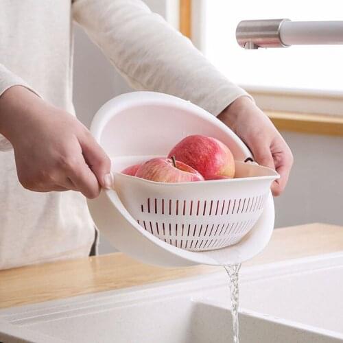 Kitchen Drain Basket Double Bowl Rice Washing Storage Basket Silicone Colander Basket Strainer Vegetable coladores de cocina