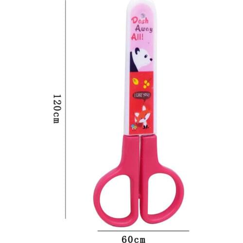 Small Student Kids Craft Scissors with Safety Cover Sharp Stainless Steel Blades Soft Grip Handles for Children Cutting Paper