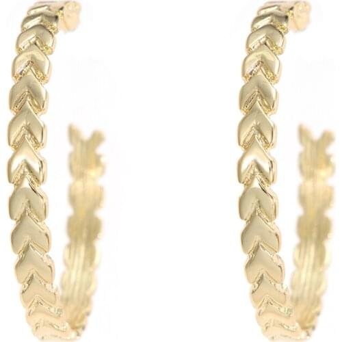 Jaeeyin 2021 Fashion Statement Large Hoop Satin Gold Color Leaf Arrow Classic Hip Hop Copper Metal Big Earrings Jewelry Gift New