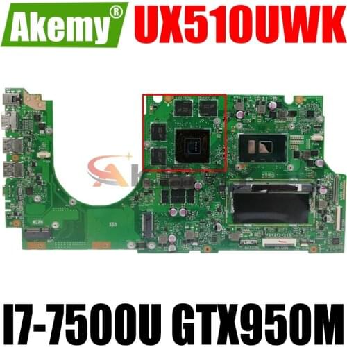 AKEMY UX510UWK Laptop Motherboard For ASUS ZenBook UX510UXK U5000U U5000UX Original Mainboard 8GB-RAM I7-7500U GTX950M