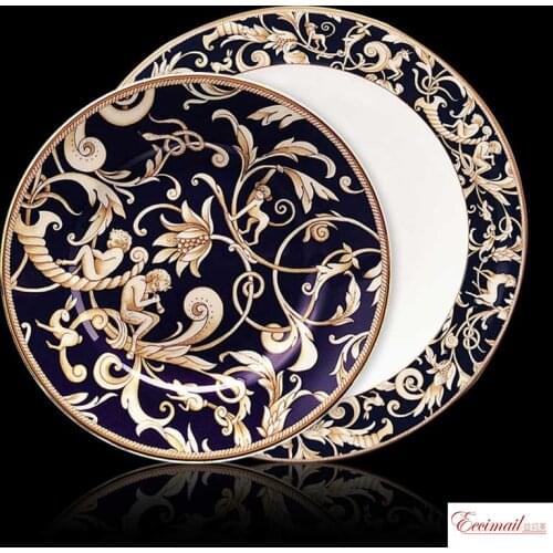 EECAMAIL European Style High Bone China Western Tableware Set Steak Plate Salad Plate Classic Greek Myth Hot Cutlery Valentine