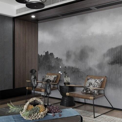 MASAR Chinese style shisha rain hazy custom mural dining room living room background wallpaper bedside wallpaper Misty rain
