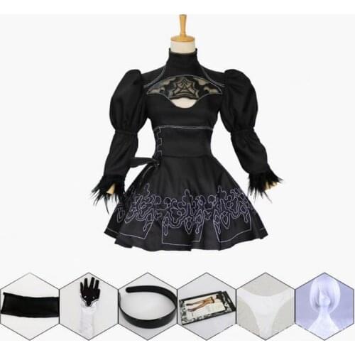 Nier Automata Cosplay Costume Yorha 2B Outfit Full Set Game Suits Women Role Play Costumes Girls Halloween Party Fancy Dress