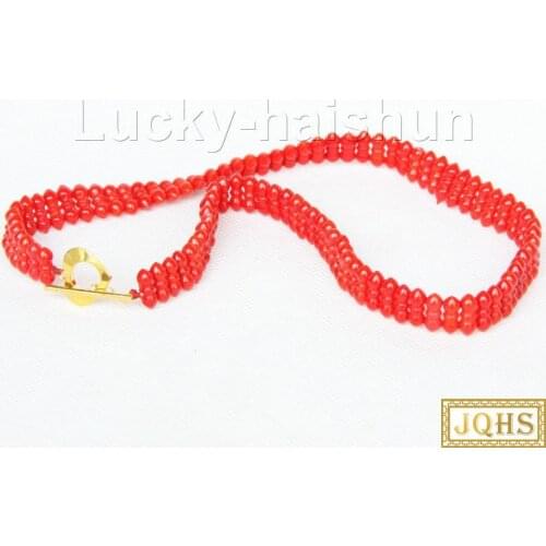NEW Choker 16" 4.5X11.5mm red coral necklace j9767