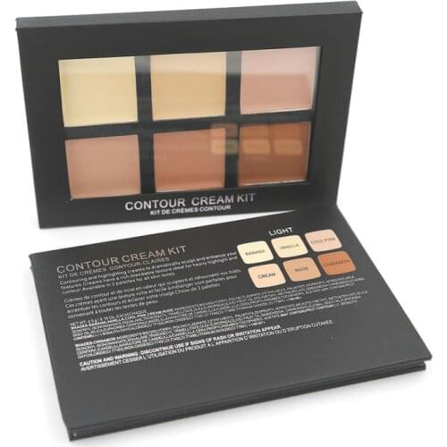 6 Colors Contour Palette Kit Cream Concealer Makeup Palette 1pcs Face Primer All Skin Types Net 30g
