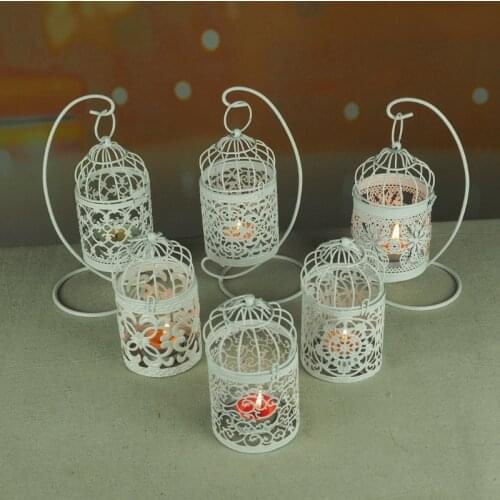 Hollow Holder Candlestick Tealight Hanging Lantern Bird Cage Vintage Wrought New