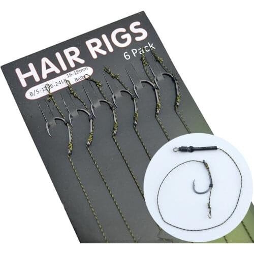 Carp Fishing Hair Rig 6pcs/set Ready Made Boilie Hook Carp Fishing Hair Rig Ready Tied Carp Fishing Hooks Size 2# 4# 6# 8