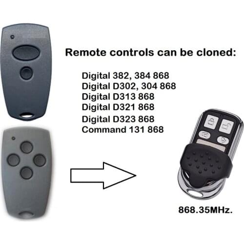 For Clone digital D302 D382 D304 D313 Garage Door Remote control 868MHz