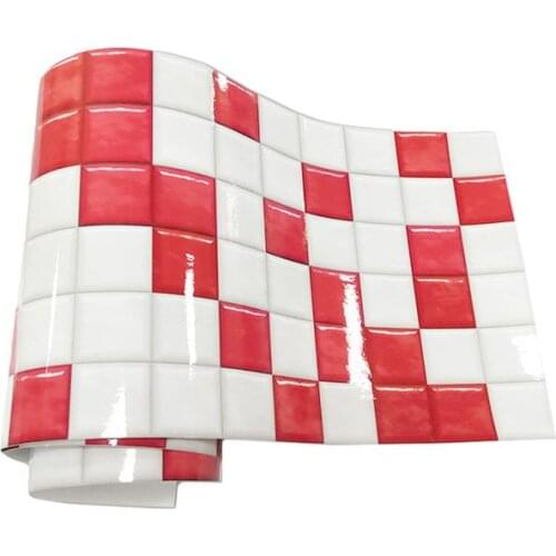 1pc Self Adhesive Waterproof Tile Stickers Kitchen Bathroom Decorative Mosaic Wallpaper Waist Line Wall Sticker For Home A4