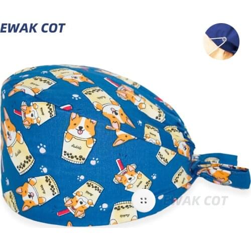 Print Scrubs Hats Laboratory Operator Cap Pet Grooming Agency Work Scrubs Caps Beautician Scrub Hats Lab Hat Health Caps