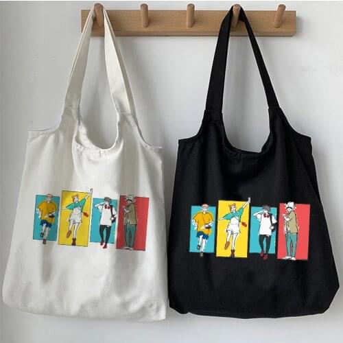 Jujutsu Kaisen Shopping Bag Graphic Tote Harajuku Shopper Bag Women Canvas Shoulder Bag Female Anime Manga Eco Large-capacity