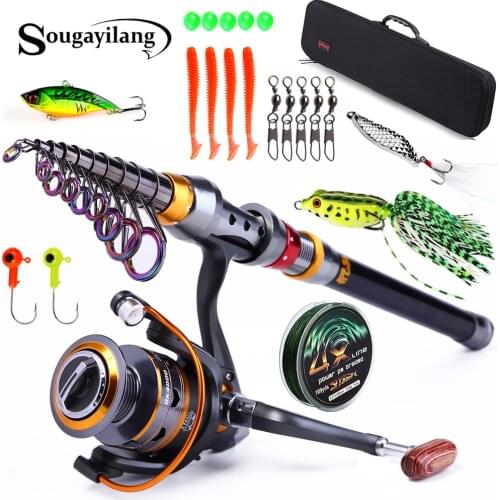 Sougayilang 1.8-3.6m Telescopic Fishing Rod and 11BB Fishing Reel Wheel Portable Travel Fishing Spinning Fishing Rod Combo Pesca