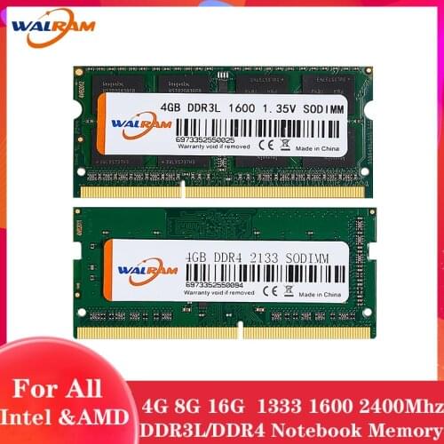 WALRAM memoria ram ddr4 2GB 4GB 8GB 16GB 2133 2400 2666MHz Laptop Memory DDR3L1333 1600 1866MHz 1.35V 204pin Notebook Memories