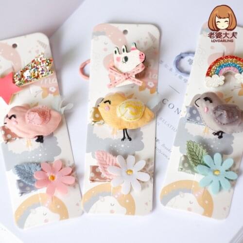 Bird Unicorn Rainbow Meteor Korean Fairy Tale Style Children Hair Accessories Combination Hair Clip Hairpin