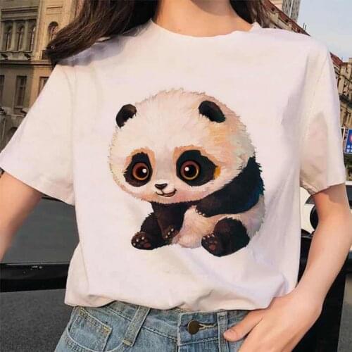 T-shirts Women 2021 Cartoon Panda Funny Summer 90s Fashion Trend Clothes Graphic Tshirt Top Lady Print Female Tee T-Shirt Girls