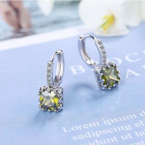 Womens Multicolor Zirconia Hoop Earrings Shiny Micro Crystal Paved Cubic Zircon Stone Huggies Charming Earring Piercing Jewelry
