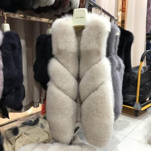 Rf0249 New Design Natural Fur Gelit Fox Fur Waistcoat Sleeveless Thick Warm Fur Real Fur Vest Women