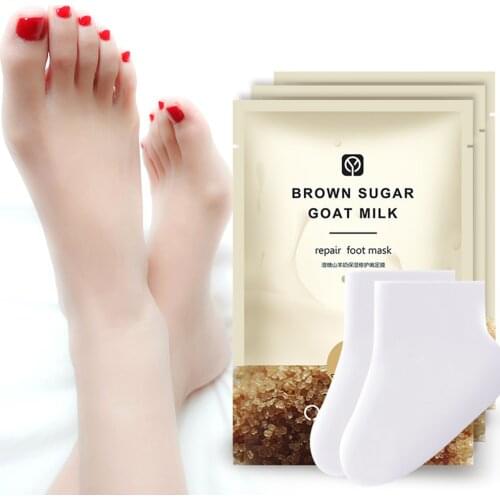 1Pair Foot Mask Goats Milk Repairing Smooth Moisturizing Nourish Scrub Exfoliation Calluses Remove Heel Foot Care Mask