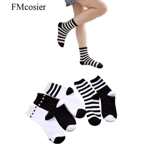 10 Pairs New Arrivel Autumn Winter Fashion Girls Ladies Womens Novelty Cotton Art Cute Striped Socks Calcetines Black White