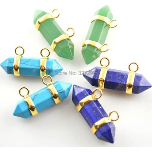 10pcs Mixed Roayl Blue Howlite Double Pointed Top Loops Pendants For Fashion Jewelry Making Materials