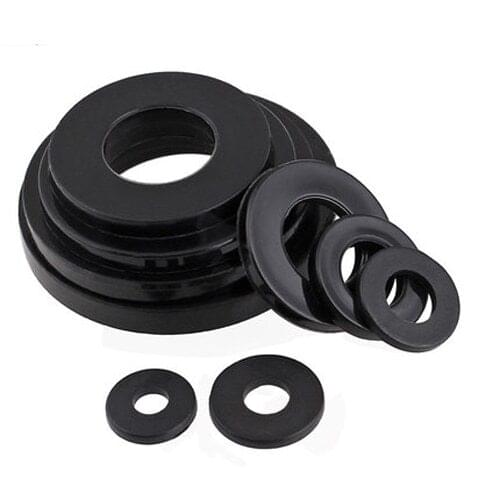 100PCS M2 M2.5 M3 M4 Gaskets Washers nylon Flat Metal washer gasket Black 5mm-10mm Outside diameter