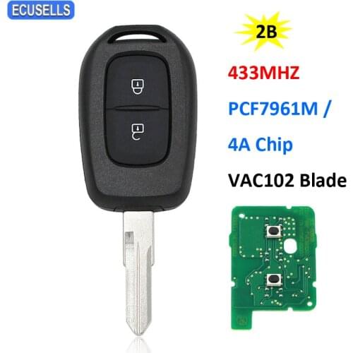 2 Button Remote Smart Car Key 433MHZ 4A PCF7961M Chip for Renault Sandero Dacia Logan Lodgy Dokker Duster VAC102 Uncut Blade