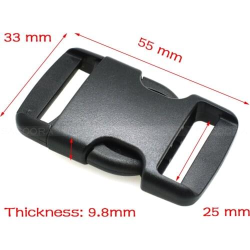 2pcs Plastic Curved Side Release Buckle 550 Paracord Bracelet Dog Collar Webbing 26mm Package accessories Black