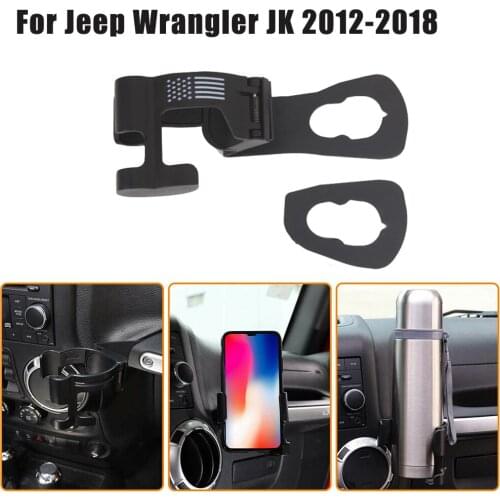 2 in 1 Multi-Function Drink Cup Phone Holder Bolt-on Stand Bracket Organizer for Jeep Wrangler JK 2012-2018 Water Cup Rack
